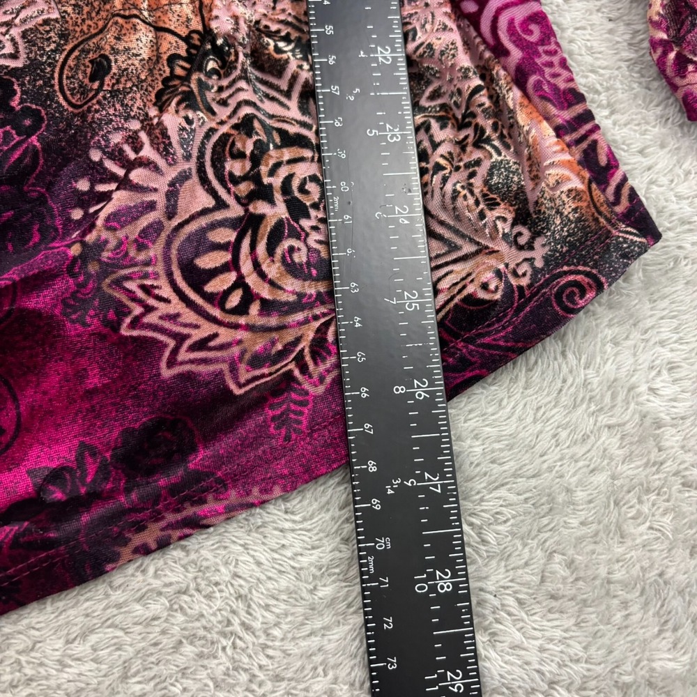 VTG Only Nine Womens Ruched Velvet Burnout Blouse PL Multicolor‎ Y2K Whimsigoth - Picture 12 of 15